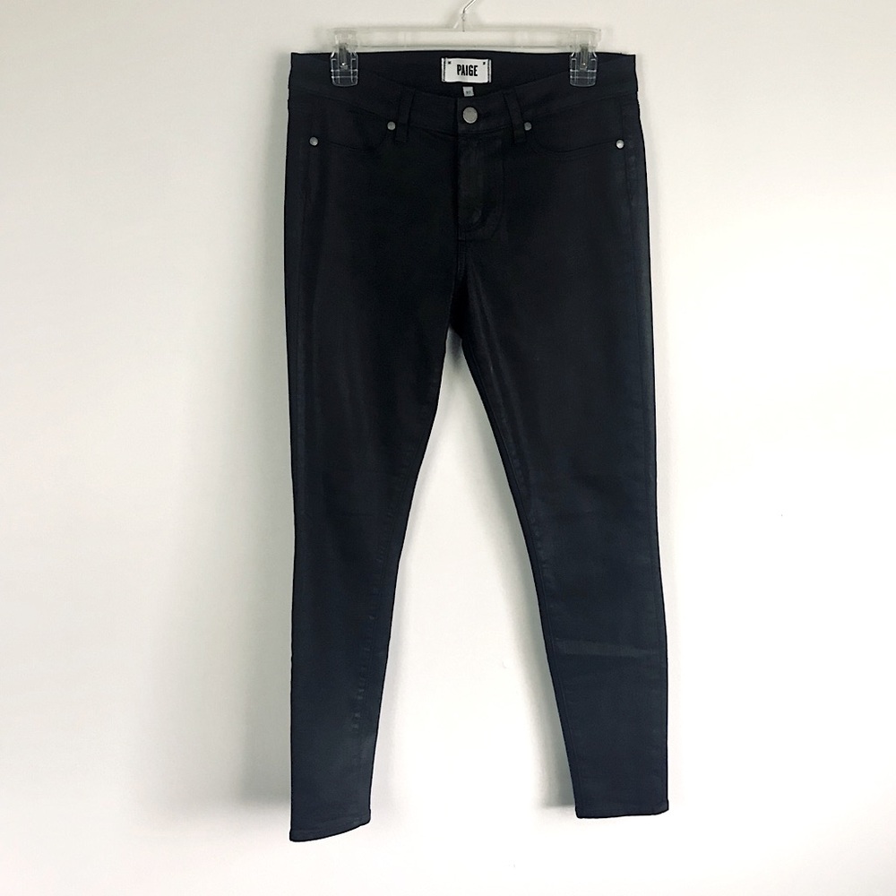 PAIGE • Vurdugo Ankle Black Coated Skinny Jeans